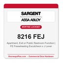 Sargent 8216 FEJ Trim Apartment, Exit or Public Restroom Mortise Lockset | LA Keyway, Grade 1 Commercial