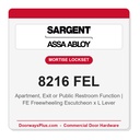 Sargent 8216 FEL Trim Apartment, Exit or Public Restroom Mortise Lockset | LA Keyway, Grade 1 Commercial