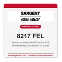 Sargent 8217 FEL Trim Asylum or Institutional Mortise Lockset | LA Keyway, Grade 1 Commercial