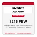 Sargent 8216 FEW Trim Apartment, Exit or Public Restroom Mortise Lockset | LA Keyway, Grade 1 Commercial