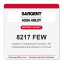 Sargent 8217 FEW Trim Asylum or Institutional Mortise Lockset | LA Keyway, Grade 1 Commercial