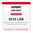 Sargent 8216 LSB Trim Apartment, Exit or Public Restroom Mortise Lockset | LA Keyway, Grade 1 Commercial