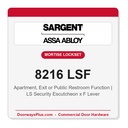 Sargent 8216 LSF Trim Apartment, Exit or Public Restroom Mortise Lockset | LA Keyway, Grade 1 Commercial