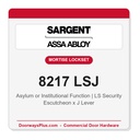 Sargent 8217 LSJ Trim Asylum or Institutional Mortise Lockset | LA Keyway, Grade 1 Commercial