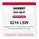 Sargent 8216 LSW Trim Apartment, Exit or Public Restroom Mortise Lockset | LA Keyway, Grade 1 Commercial