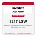 Sargent 8217 LSW Trim Asylum or Institutional Mortise Lockset | LA Keyway, Grade 1 Commercial
