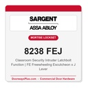 Sargent 8238 FEJ Trim Classroom Security Intruder Latchbolt Mortise Lockset | LA Keyway, Grade 1 Commercial