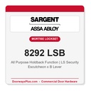 Sargent 8292 LSB Trim All Purpose Holdback Mortise Lockset | LA Keyway, Grade 1 Commercial