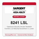 Sargent 8241 LSL Trim Classroom Security Intruder Deadbolt Mortise Lockset | LA Keyway, Grade 1 Commercial