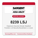 Sargent 8239 LSJ Trim Classroom Security Intruder Deadbolt Mortise Lockset | LA Keyway, Grade 1 Commercial