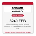 Sargent 8240 FEB Trim Classroom Security Intruder Deadbolt Mortise Lockset | LA Keyway, Grade 1 Commercial