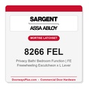 Sargent 8266 FEL Trim Mortise Privacy Latchset with Deadbolt | Grade 1 Commercial