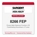 Sargent 8266 FEP Trim Mortise Privacy Latchset with Deadbolt | Grade 1 Commercial