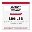 Sargent 8296 LSB Trim Mortise Double Dummy Trim w/Lockbody | Grade 1 Commercial