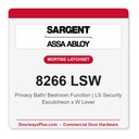 Sargent 8266 LSW Trim Mortise Privacy Latchset with Deadbolt | Grade 1 Commercial