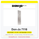 Don-Jo 7116 Pull Plate | 4" x 16" | 3/4" round bar | 8" CTC