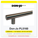 Don-Jo PL5160 Flat-End Straight Ladder Pull | 1-1/4" Stainless | 36" CTC x 48" Overall