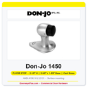 Don-Jo 1450 Floor Stop | 2-1/8" H, 2-5/8" x 1-5/8" Base | Cast Brass | ANSI L12131