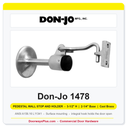 Don-Jo 1478 Pedestal Wall Stop and Holder | 3-1/2" H, 2-1/4" Base | Cast Brass | ANSI L11341