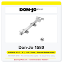 Don-Jo 1580 Surface Bolt | 8", 1-1/8" Throw, Rim and Mortise Strikes | Steel | ANSI L84161