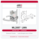 Corbin Russwin ML2057 LWA Storeroom or Closet Mortise Lockset | Grade 1 Commercial