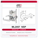 Corbin Russwin ML2057 NSP Storeroom or Closet Mortise Lockset | Grade 1 Commercial