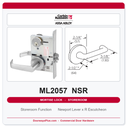Corbin Russwin ML2057 NSR Storeroom or Closet Mortise Lockset | Grade 1 Commercial