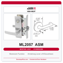 Corbin Russwin ML2057 ASM Storeroom or Closet Mortise Lockset | Grade 1 Commercial