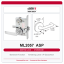 Corbin Russwin ML2057 ASP Storeroom or Closet Mortise Lockset | Grade 1 Commercial
