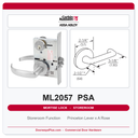 Corbin Russwin ML2057 PSA Storeroom or Closet Mortise Lockset | Grade 1 Commercial