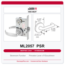 Corbin Russwin ML2057 PSR Storeroom or Closet Mortise Lockset | Grade 1 Commercial