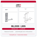 Corbin Russwin ML2055 LWN Classroom Mortise Lockset | Grade 1 Commercial