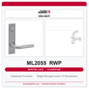 Corbin Russwin ML2055 RWP Classroom Mortise Lockset | Grade 1 Commercial