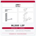 Corbin Russwin ML2055 LSP Classroom Mortise Lockset | Grade 1 Commercial