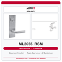 Corbin Russwin ML2055 RSM Classroom Mortise Lockset | Grade 1 Commercial