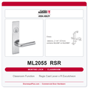Corbin Russwin ML2055 RSR Classroom Mortise Lockset | Grade 1 Commercial