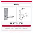 Corbin Russwin ML2055 CSN Classroom Mortise Lockset | Grade 1 Commercial
