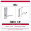 Corbin Russwin ML2055 ESN Classroom Mortise Lockset | Grade 1 Commercial