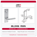 Corbin Russwin ML2056 RWN Classroom Holdback Mortise Lockset | Grade 1 Commercial