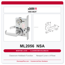 Corbin Russwin ML2056 NSA Classroom Holdback Mortise Lockset | Grade 1 Commercial