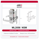 Corbin Russwin ML2056 NSM Classroom Holdback Mortise Lockset | Grade 1 Commercial