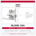 Corbin Russwin ML2056 ASA Classroom Holdback Mortise Lockset | Grade 1 Commercial