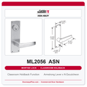 Corbin Russwin ML2056 ASN Classroom Holdback Mortise Lockset | Grade 1 Commercial