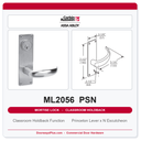 Corbin Russwin ML2056 PSN Classroom Holdback Mortise Lockset | Grade 1 Commercial