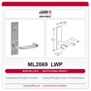 Corbin Russwin ML2069 LWP Institutional Privacy Mortise Lockset | Grade 1 Commercial
