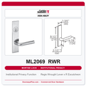 Corbin Russwin ML2069 RWR Institutional Privacy Mortise Lockset | Grade 1 Commercial
