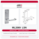 Corbin Russwin ML2069 LSN Institutional Privacy Mortise Lockset | Grade 1 Commercial