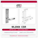 Corbin Russwin ML2069 CSR Institutional Privacy Mortise Lockset | Grade 1 Commercial