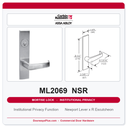 Corbin Russwin ML2069 NSR Institutional Privacy Mortise Lockset | Grade 1 Commercial