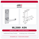 Corbin Russwin ML2069 ASN Institutional Privacy Mortise Lockset | Grade 1 Commercial